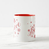 "Geloof" Snowflake Holiday Grafische Mok, rood Tweekleurige Koffiemok (Center)