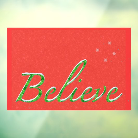 Geloof Snowy Green Script Font Raamsticker (Vel 3)