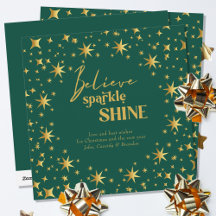 Geloof Sparkle Shine Elegant Green and Gold Stars