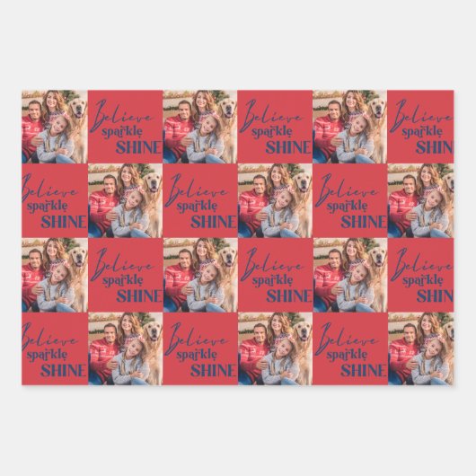 Geloof Sparkle Shine Square Photoset van 3 Inpakpapier Vel (Voorkant 3)