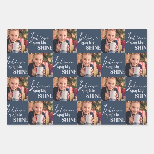 Geloof Sparkle Shine Square Photoset van 3 Inpakpapier Vel (Voorkant)