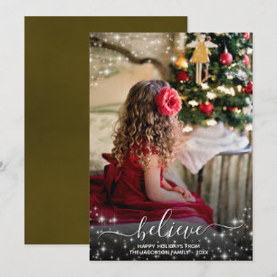 Geloof - Sparkle Stars Foto Gold Kerstmis Feestdagenkaart