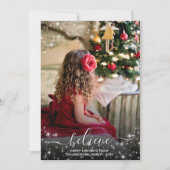 Geloof - Sparkle Stars Foto Rood Kerstfeest Feestdagenkaart (Voorkant)