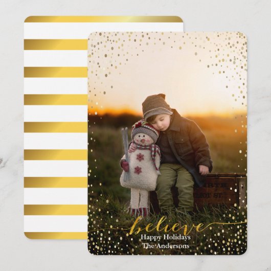 Geloof sprankelende faux Folie script | feestdagen Feestdagenkaart (Voorkant / Achterkant)