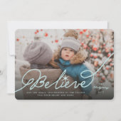 Geloof Star Aqua Blue Calligrafie kerstfoto Feestdagenkaart (Voorkant)