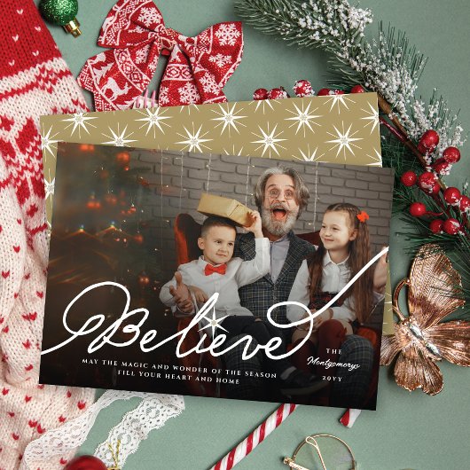 Geloof Star Calligrafie Religieuze kerstfoto Feestdagenkaart