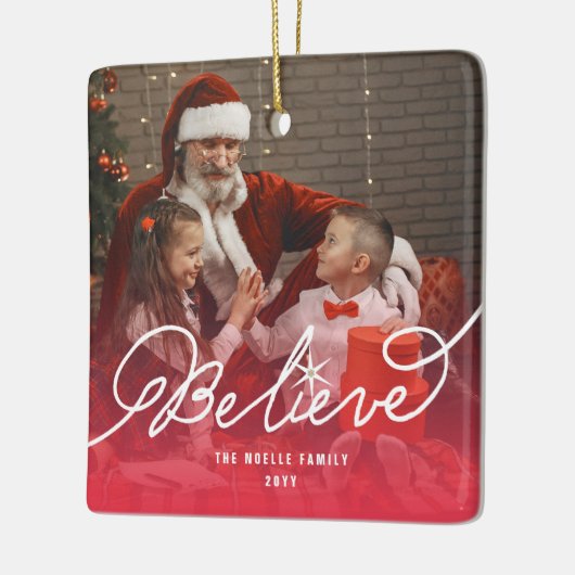 Geloof Star Calligrafie Religieuze kerstfoto Keramisch Ornament (Links)