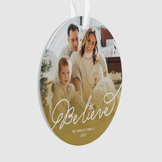 Geloof Star Calligrafie Religieuze kerstfoto Ornament (voorkant)