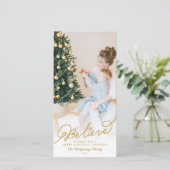 Geloof Star Gold Calligrafie kerstfoto Feestdagenkaart (Staand voorkant)