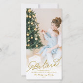 Geloof Star Gold Calligrafie kerstfoto Feestdagenkaart (Voorkant)