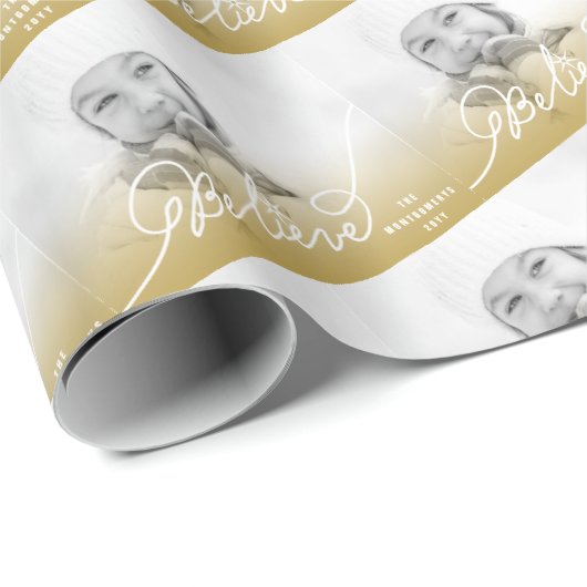 Geloof Star Gold Ombre kerstfoto Holiday Cadeaupapier (Rol Hoek)