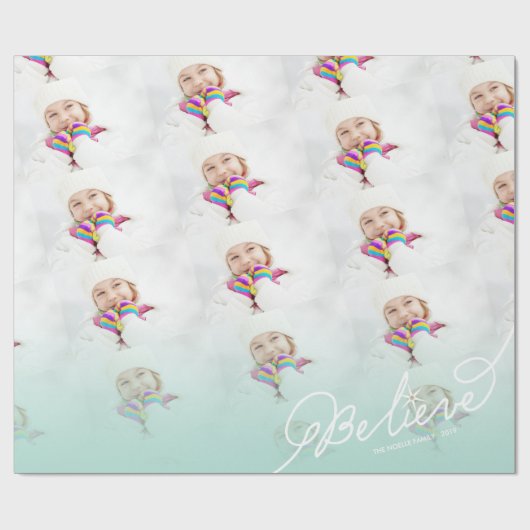 Geloof Star Mint Ombre kerstfoto Holiday Cadeaupapier (Vlak)