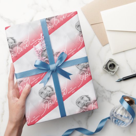 Geloof Star Red Ombre kerstfoto Holiday Cadeaupapier (Geschenken)