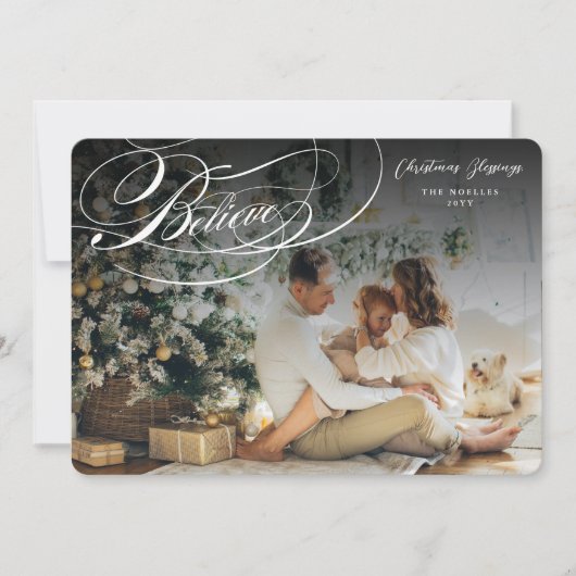 Geloof Swash Script Religieuze kerstfoto Feestdagenkaart (Voorkant)