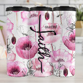 Geloof te midden van roze klaprozen thermosbeker