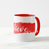 GELOOF tekst op rode verf Mok (Voorkant rechts)