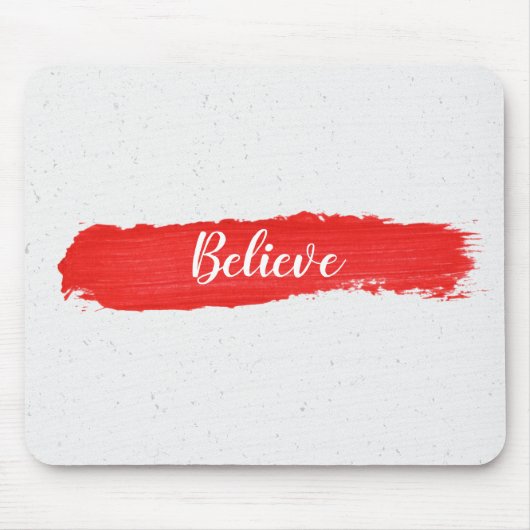 GELOOF tekst op rode verf Muismat (Voorkant)