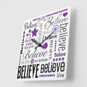 Geloof tekstontwerp voor Word Art Vierkante Klok (Hoek)