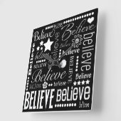 Geloof tekstontwerp voor Word Art Vierkante Klok (Hoek)