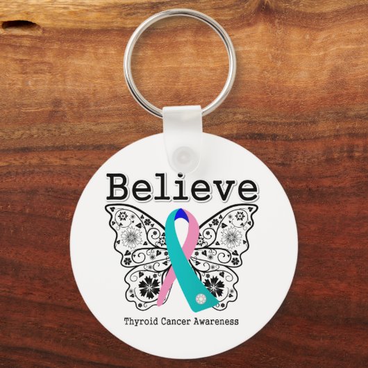 Geloof - Thyroid Cancer Butterfly Sleutelhanger (Voorkant)