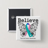 Geloof - Thyroid Cancer Butterfly Vierkante Button 5,1 Cm (Voorkant /achterkant)