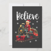Geloof Trump rijdend in een trein Kerstman Schort Bedankkaart (Voorkant)