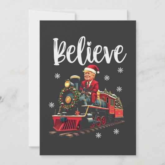 Geloof Trump rijdend in een trein Kerstman Schort Bedankkaart (Voorkant)