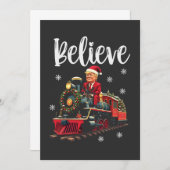 Geloof Trump rijdend in een trein Kerstman Schort Bedankkaart (Voorkant / Achterkant)