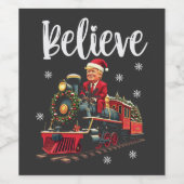 Geloof Trump rijdend op een trein Kerstman Schort Wijn Etiket (Enkel label)
