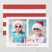 Geloof Two Photo Holiday Card Feestdagenkaart (Voorkant / Achterkant)