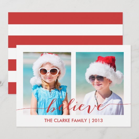 Geloof Two Photo Holiday Card Feestdagenkaart (Voorkant / Achterkant)