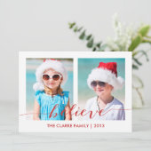 Geloof Two Photo Holiday Card Feestdagenkaart (Staand voorkant)