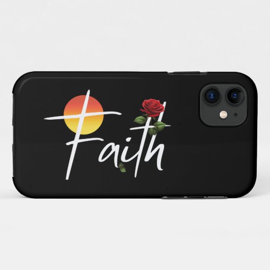 Geloof typografie met rozen Case-Mate iPhone case (Achterkant (horizontaal))