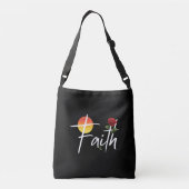 Geloof Typografie met Rozen Crossbody Tas (Achterkant)