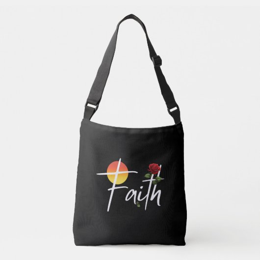 Geloof Typografie met Rozen Crossbody Tas (Voorkant)