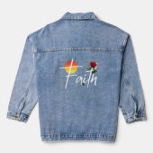 Geloof typografie met rozen denim jacket (Achterkant)