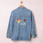 Geloof typografie met rozen denim jacket (Hangar)