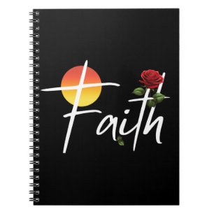 Geloof typografie met rozen notitieboek