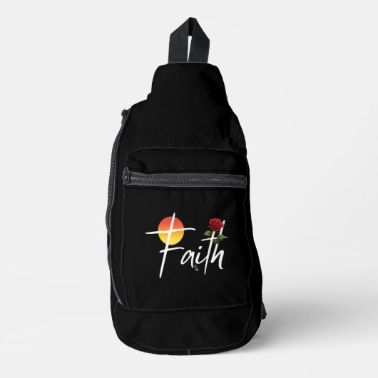 Geloof Typografie met Rozen Sling Bag (Voorkant)