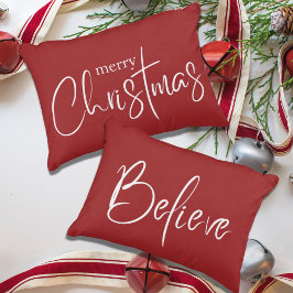 Geloof Typografie Rode Moderne Kerstmis Accent Kussen