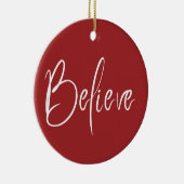 Geloof Typografie Rode Moderne Kerstmis Keramisch Ornament (Rechts)