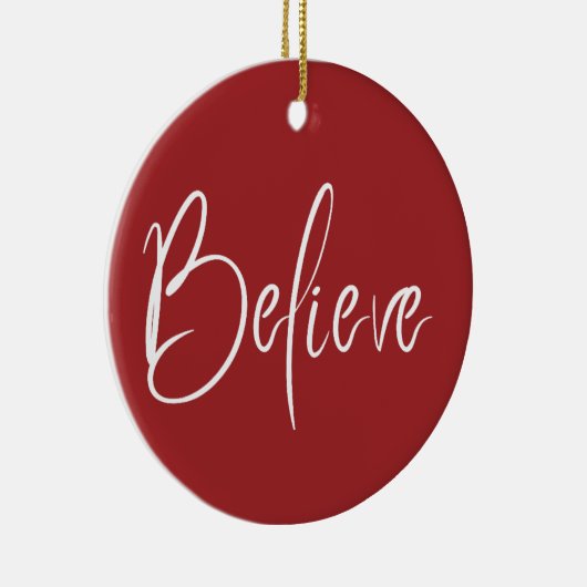 Geloof Typografie Rode Moderne Kerstmis Keramisch Ornament (Rechts)