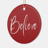 Geloof Typografie Rode Moderne Kerstmis Keramisch Ornament (Links)