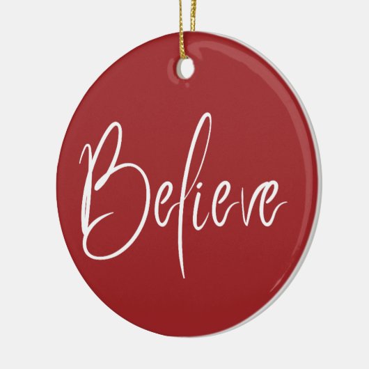 Geloof Typografie Rode Moderne Kerstmis Keramisch Ornament (Links)