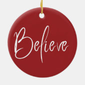 Geloof Typografie Rode Moderne Kerstmis Keramisch Ornament (Achterkant)