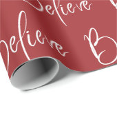 Geloof Typografie Rood Moderne Vakantie Cadeaupapier (Rol Hoek)