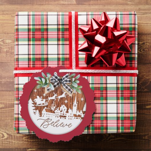 Geloof Typografische Kerstman en Rendier Ornament Kaart (Insitu (Geschenk))