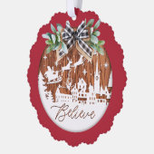 Geloof Typografische Kerstman en Rendier Ornament Kaart (Links)