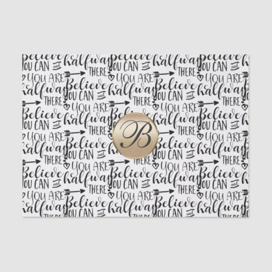 Geloof u kunt Inspirerend Monogram Custom Tissuepapier (Voorkant)