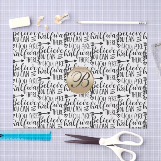 Geloof u kunt Inspirerend Monogram Custom Tissuepapier (Craft)